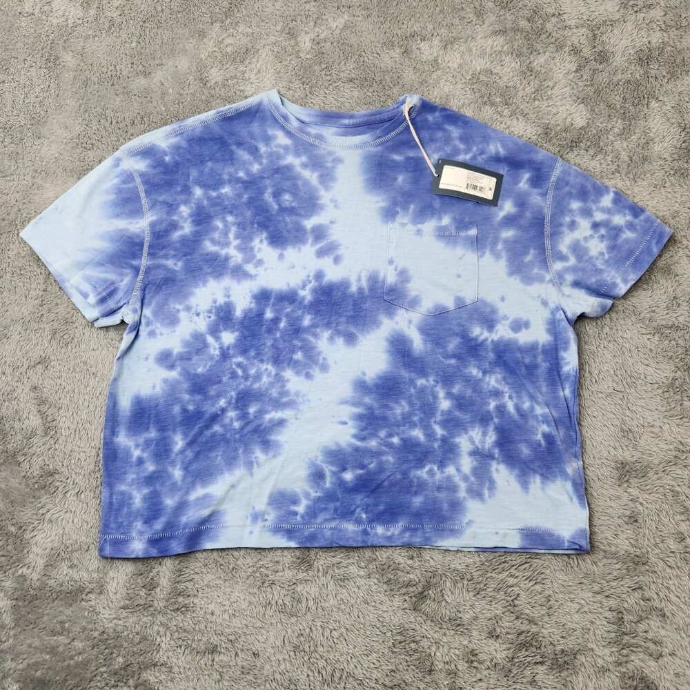 Universal Thread T-Shirt Womens M‎ Winter Blue Tie-Dye Pocket Cotton Casual Top